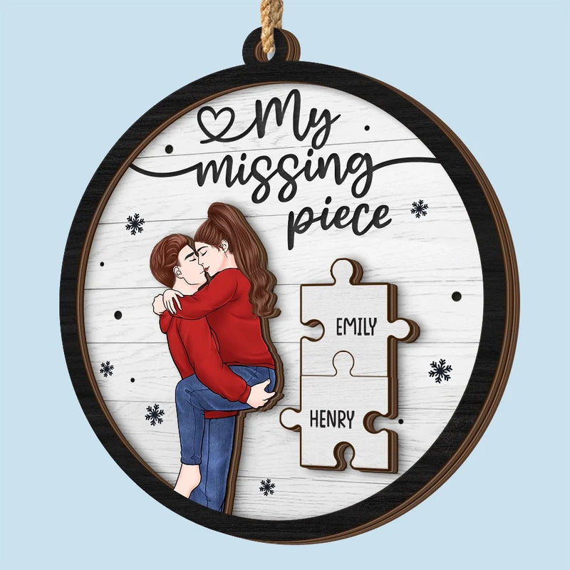 You Fill My Heart - Couple Personalized Custom Shaped 2 Layered Wood Christmas Ornament - Christmas Gift For Husband Wife, Anniversary