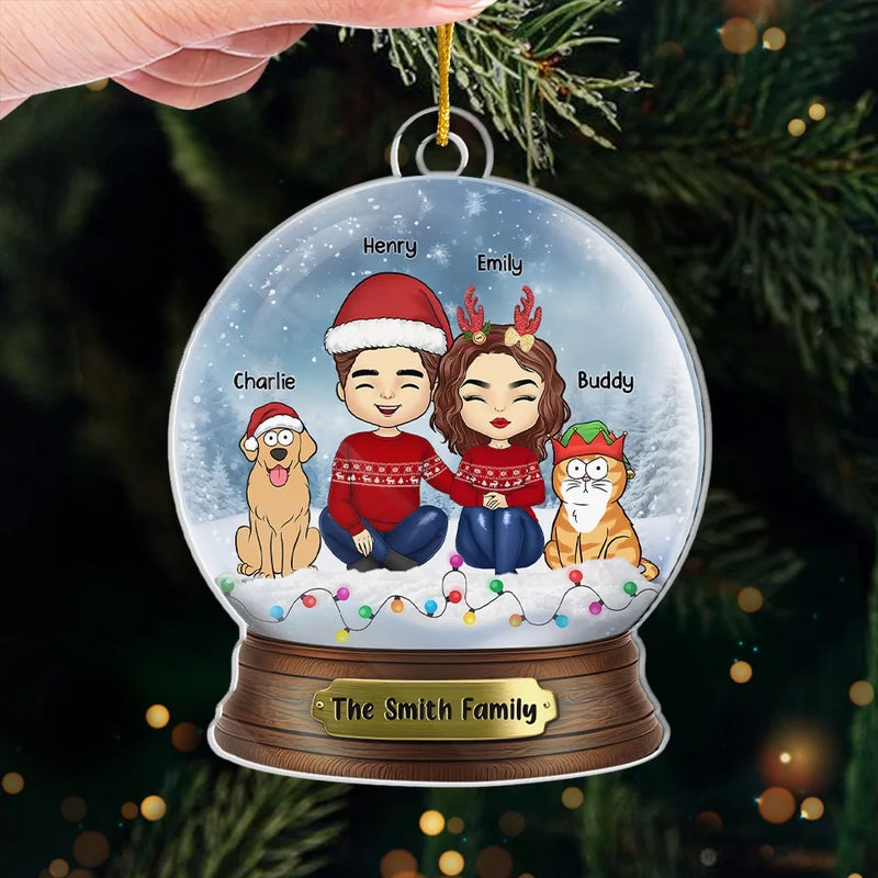 Love Is A Wet Nose And A Happy Tail - Couple Personalized Custom Ornament - Acrylic Custom Shaped - Christmas Gift For Husband Wife, Pet Owners, Pet Lovers