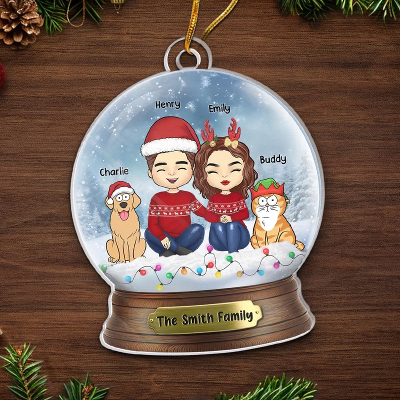 Love Is A Wet Nose And A Happy Tail - Couple Personalized Custom Ornament - Acrylic Custom Shaped - Christmas Gift For Husband Wife, Pet Owners, Pet Lovers