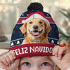 Custom Photo Feliz Navidog - Dog & Cat Personalized Custom Christmas Beanie Hat - Christmas Gift For Pet Owners, Pet Lovers