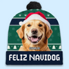 Custom Photo Feliz Navidog - Dog & Cat Personalized Custom Christmas Beanie Hat - Christmas Gift For Pet Owners, Pet Lovers