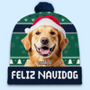 Custom Photo Feliz Navidog - Dog & Cat Personalized Custom Christmas Beanie Hat - Christmas Gift For Pet Owners, Pet Lovers