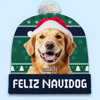 Custom Photo Feliz Navidog - Dog & Cat Personalized Custom Christmas Beanie Hat - Christmas Gift For Pet Owners, Pet Lovers