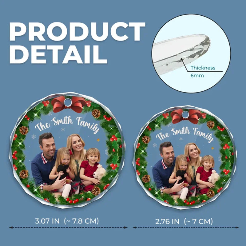 Custom Photo Home Is Where Christmas Begins - Family Personalized Custom Circle Glass Ornament - Christmas Gift For Family Members