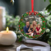 Custom Photo Home Is Where Christmas Begins - Family Personalized Custom Circle Glass Ornament - Christmas Gift For Family Members