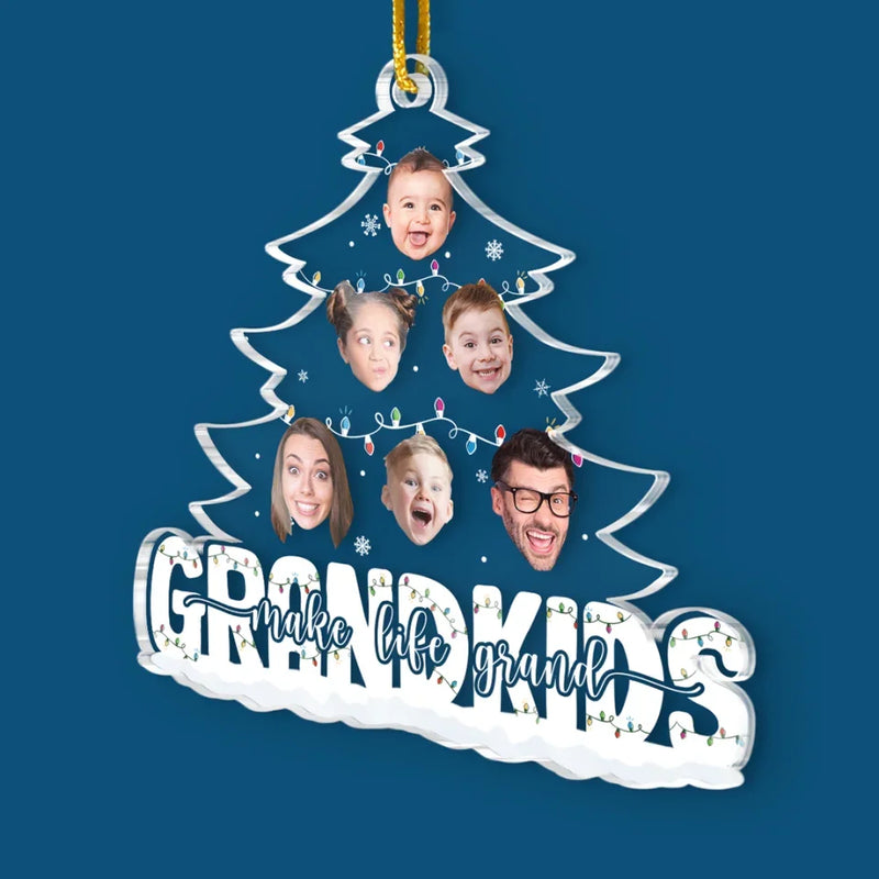 Custom Photo Here’s Wishing You The Charms Of Christmas All Year Long - Family Personalized Custom Ornament - Acrylic Custom Shaped - Christmas Gift For Grandma, Grandpa, Grandkids
