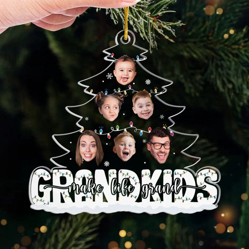 Custom Photo Here’s Wishing You The Charms Of Christmas All Year Long - Family Personalized Custom Ornament - Acrylic Custom Shaped - Christmas Gift For Grandma, Grandpa, Grandkids