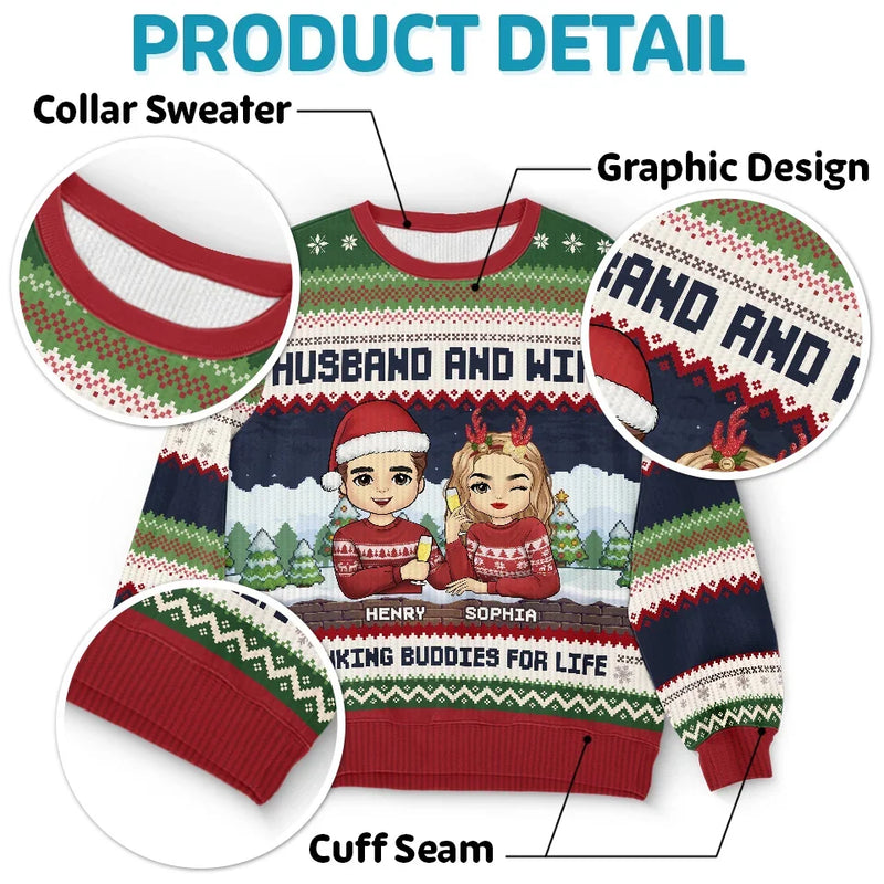 You Are The Reason My Heart Is Full Of Christmas Cheer - Couple Personalized Custom Ugly Sweatshirt - Unisex Wool Jumper - Christmas Gift For Husband Wife, Anniversary