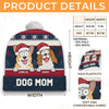 Celebrating Christmas With Our Furry Family Members - Dog & Cat Personalized Custom Christmas Beanie Hat - Christmas Gift For Pet Owners, Pet Lovers