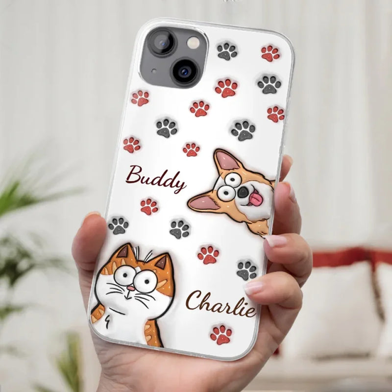 Paws And Enjoy Life - Dog & Cat Personalized Custom 3D Inflated Effect Printed Clear Phone Case - Gift For Pet Owners, Pet Lovers