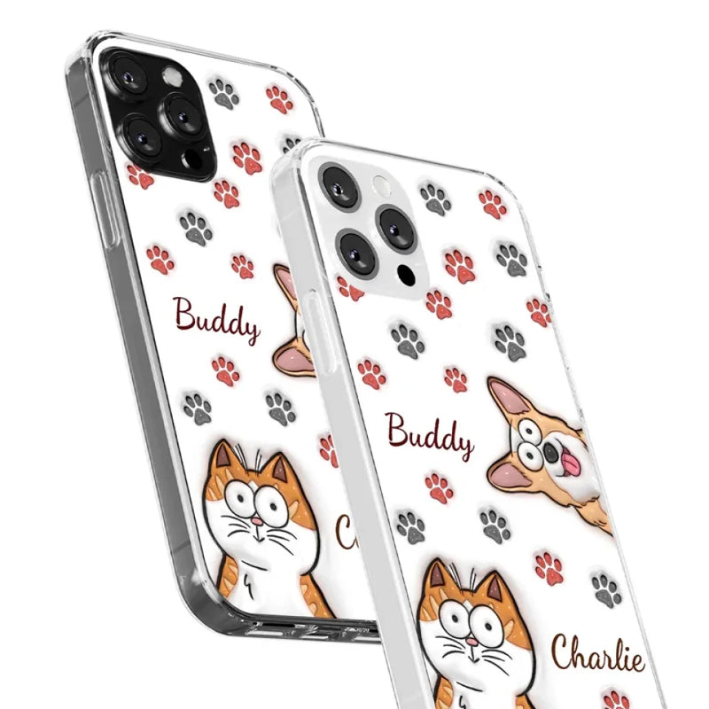 Paws And Enjoy Life - Dog & Cat Personalized Custom 3D Inflated Effect Printed Clear Phone Case - Gift For Pet Owners, Pet Lovers