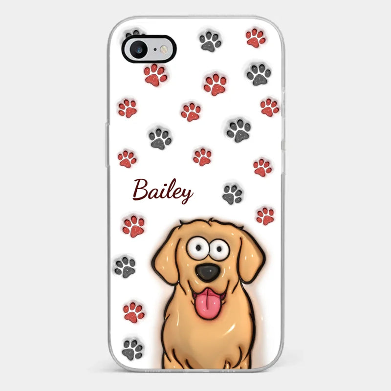 Paws And Enjoy Life - Dog & Cat Personalized Custom 3D Inflated Effect Printed Clear Phone Case - Gift For Pet Owners, Pet Lovers