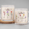 Grandma's Love Brings Blossoms To Life - Family Personalized Custom Glass Mug - Gift For Mom, Grandma