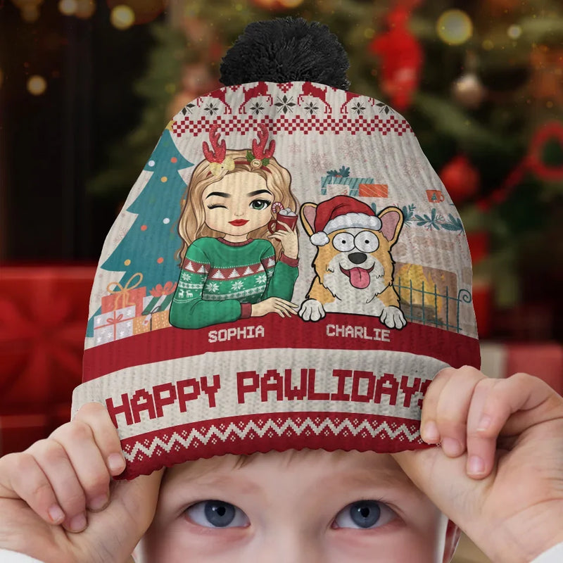 Season's Greetings From My Furry Family To Yours - Dog & Cat Personalized Custom Christmas Beanie Hat - Christmas Gift For Pet Owners, Pet Lovers