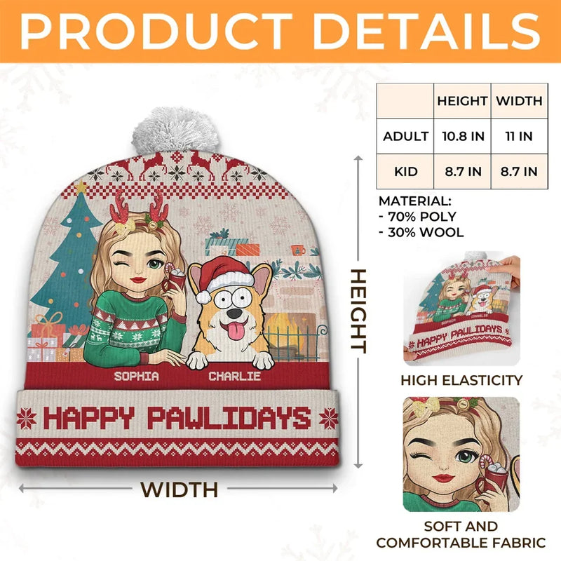 Season's Greetings From My Furry Family To Yours - Dog & Cat Personalized Custom Christmas Beanie Hat - Christmas Gift For Pet Owners, Pet Lovers