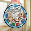 Grandkids Make Life More Grand - Family Personalized Custom Stained Glass Window Hanging Suncatcher - Christmas Gift For Grandma, Grandpa