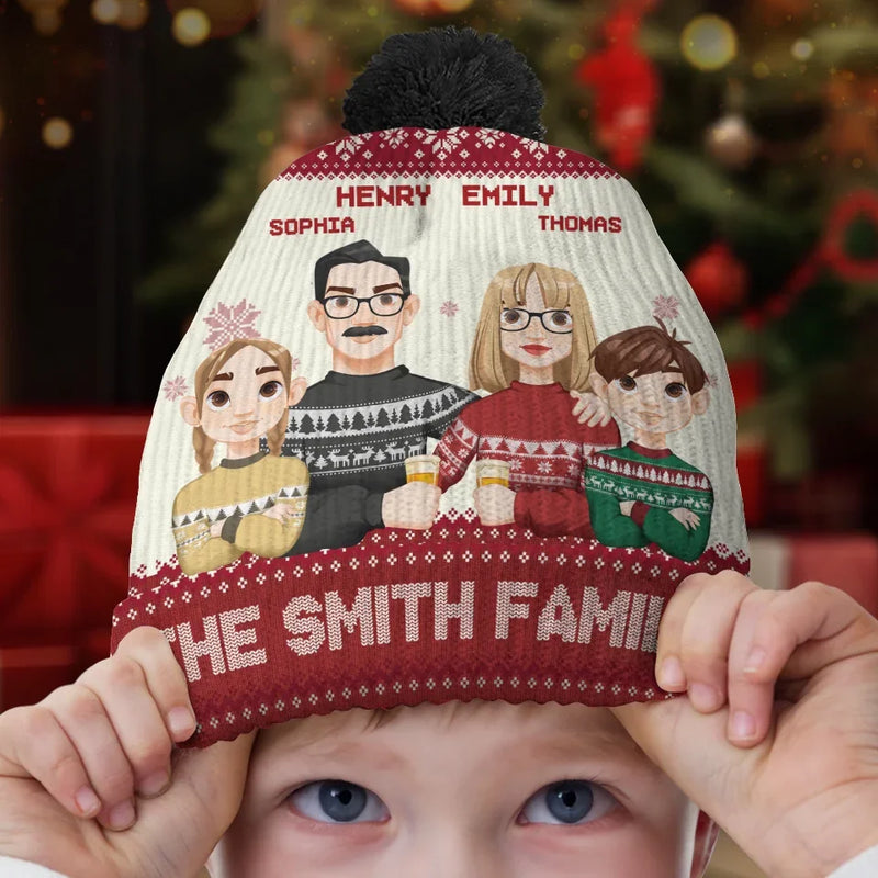 It's The Most Wonderful Time Of The Year - Family Personalized Custom Christmas Beanie Hat - Christmas Gift For Family Members