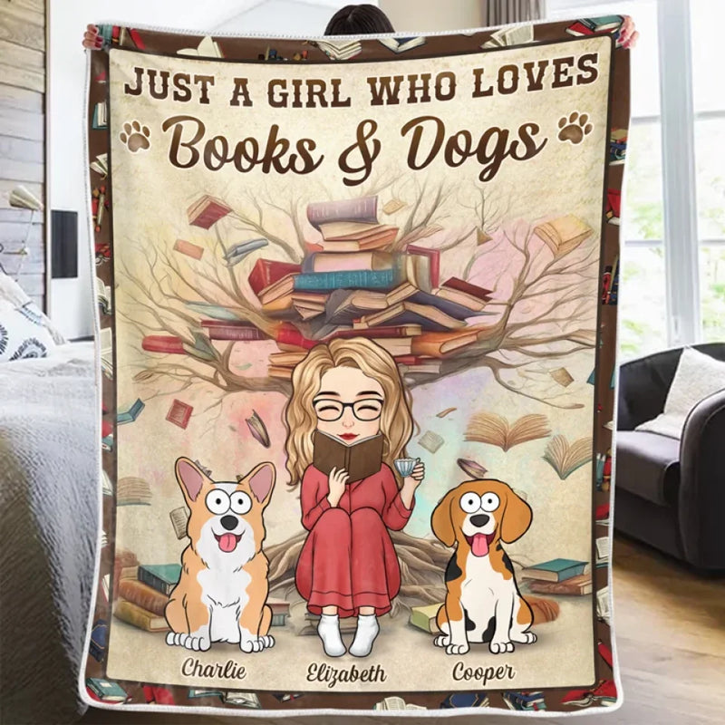 Between Pages And Paws, I Find My Peace - Dog & Cat Personalized Custom Blanket - Gift For Book Lovers, Pet Owners, Pet Lovers