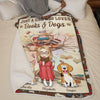 Between Pages And Paws, I Find My Peace - Dog & Cat Personalized Custom Blanket - Gift For Book Lovers, Pet Owners, Pet Lovers