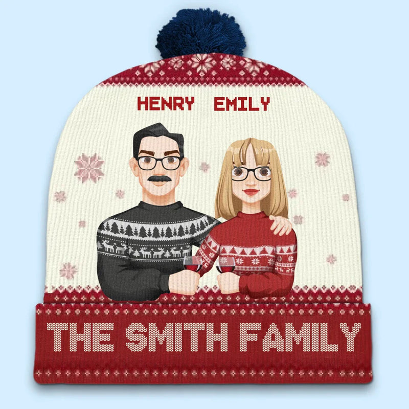 It's The Most Wonderful Time Of The Year - Family Personalized Custom Christmas Beanie Hat - Christmas Gift For Family Members