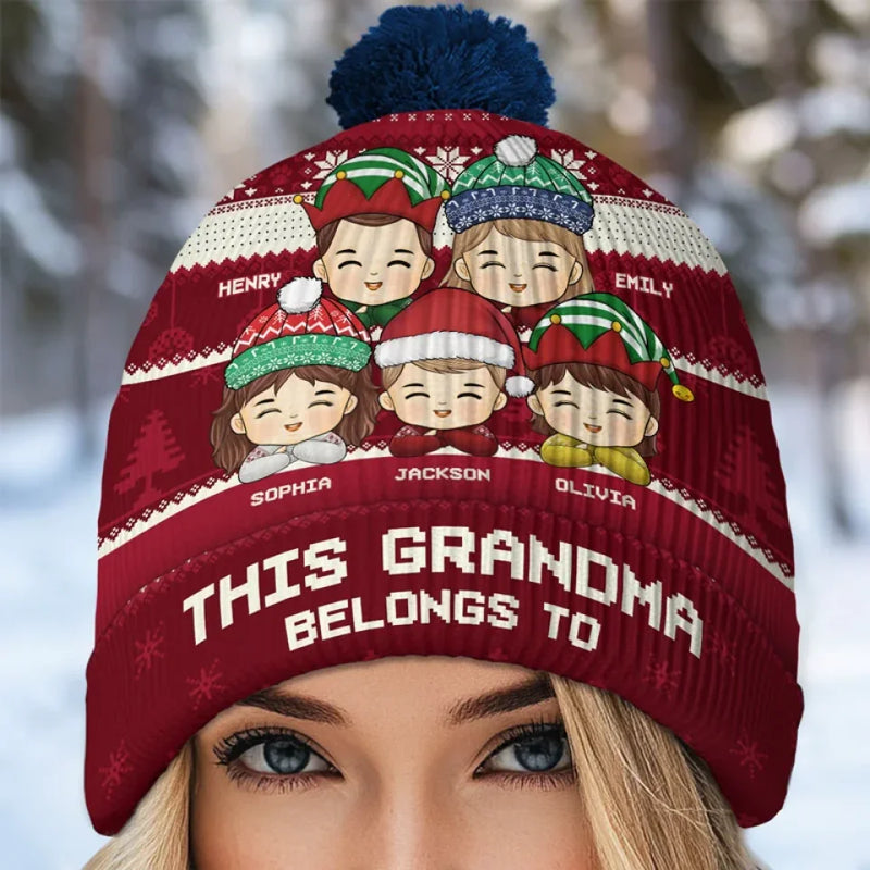 All I Want For Christmas Is Grandma - Family Personalized Custom Christmas Beanie Hat - Christmas Gift For Mom, Grandma