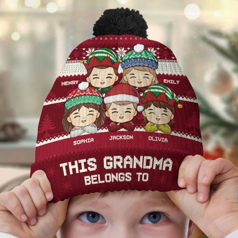 All I Want For Christmas Is Grandma - Family Personalized Custom Christmas Beanie Hat - Christmas Gift For Mom, Grandma