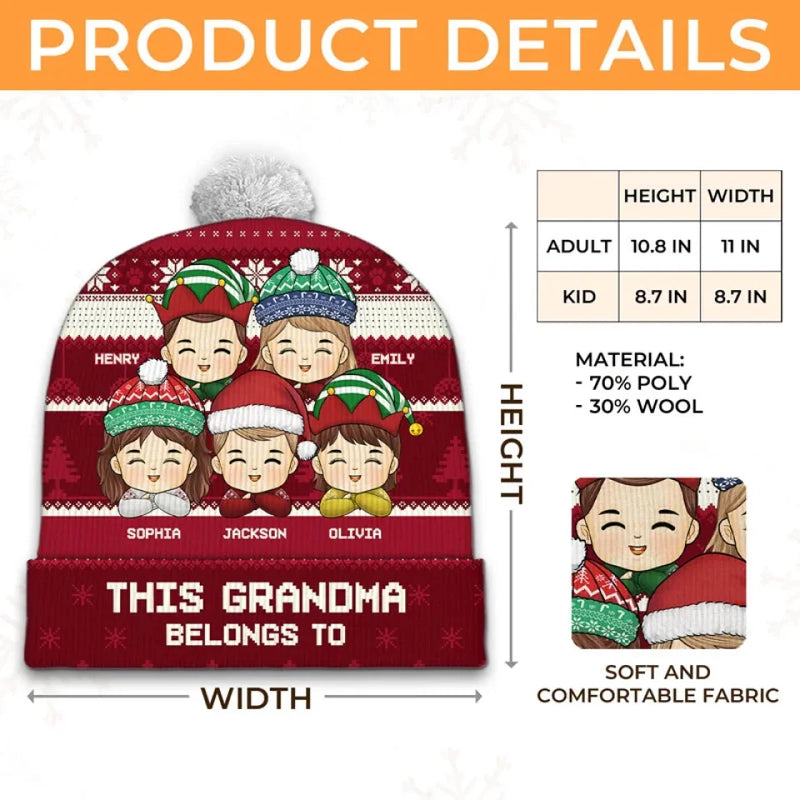 All I Want For Christmas Is Grandma - Family Personalized Custom Christmas Beanie Hat - Christmas Gift For Mom, Grandma