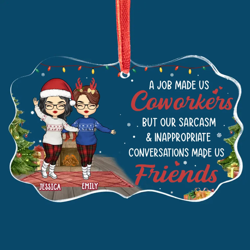 Custom Name Christmas Coworker Gifts - Personalized Glass Ornament