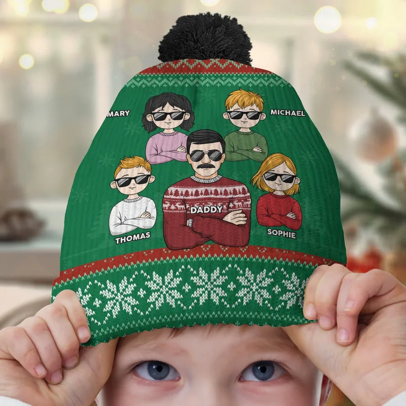 Keep Calm And Jingle All The Way - Family Personalized Custom Christmas Beanie Hat - Christmas Gift For Family Members