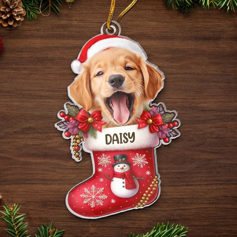 Custom Photo Happy Howlidays With All Our Love - Dog & Cat Personalized Custom Ornament - Acrylic, Wood Custom Shaped - Christmas Gift For Pet Owners, Pet Lovers