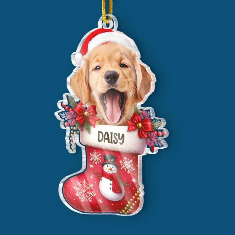 Custom Photo Happy Howlidays With All Our Love - Dog & Cat Personalized Custom Ornament - Acrylic, Wood Custom Shaped - Christmas Gift For Pet Owners, Pet Lovers