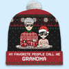 Christmas Is Brighter With Grandma - Family Personalized Custom Christmas Beanie Hat - Christmas Gift For Mom, Grandma