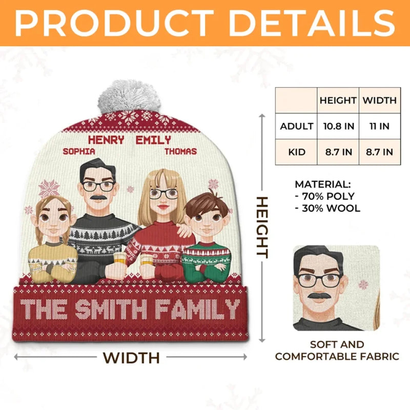 It's The Most Wonderful Time Of The Year - Family Personalized Custom Christmas Beanie Hat - Christmas Gift For Family Members