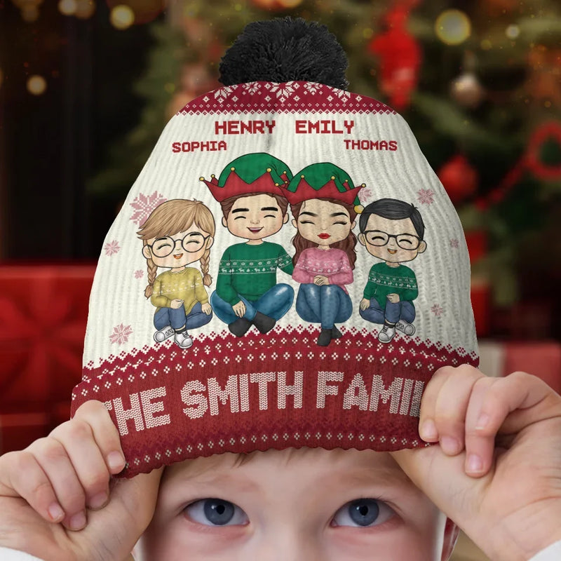 Family Gatherings Make Christmas Unforgettable - Family Personalized Custom Christmas Beanie Hat - Christmas Gift For Family Members