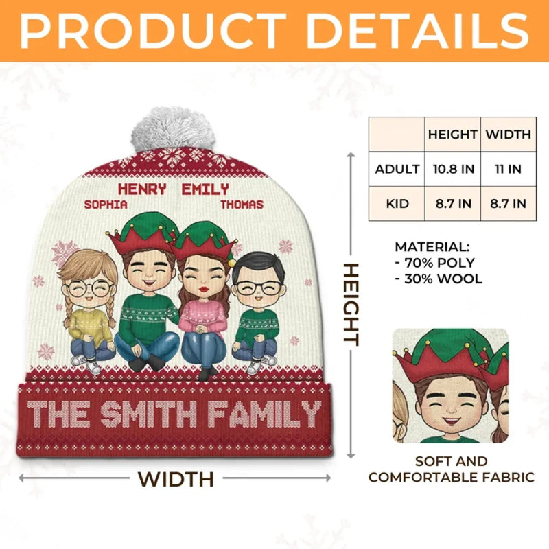 Family Gatherings Make Christmas Unforgettable - Family Personalized Custom Christmas Beanie Hat - Christmas Gift For Family Members