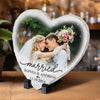 Custom Photo Our First Holiday Together Is A Cherished Gift - Couple Personalized Custom Heart Shaped Stone With Stand - Christmas Gift For Husband Wife, Anniversary, First Christmas