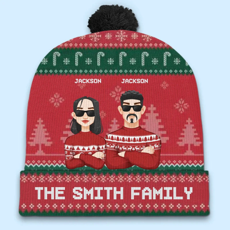 It's The Most Beautiful Time Of The Year - Family Personalized Custom Christmas Beanie Hat - Christmas Gift For Family Members