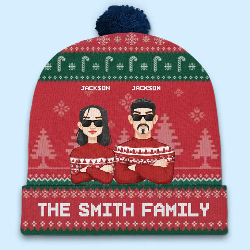 It's The Most Beautiful Time Of The Year - Family Personalized Custom Christmas Beanie Hat - Christmas Gift For Family Members