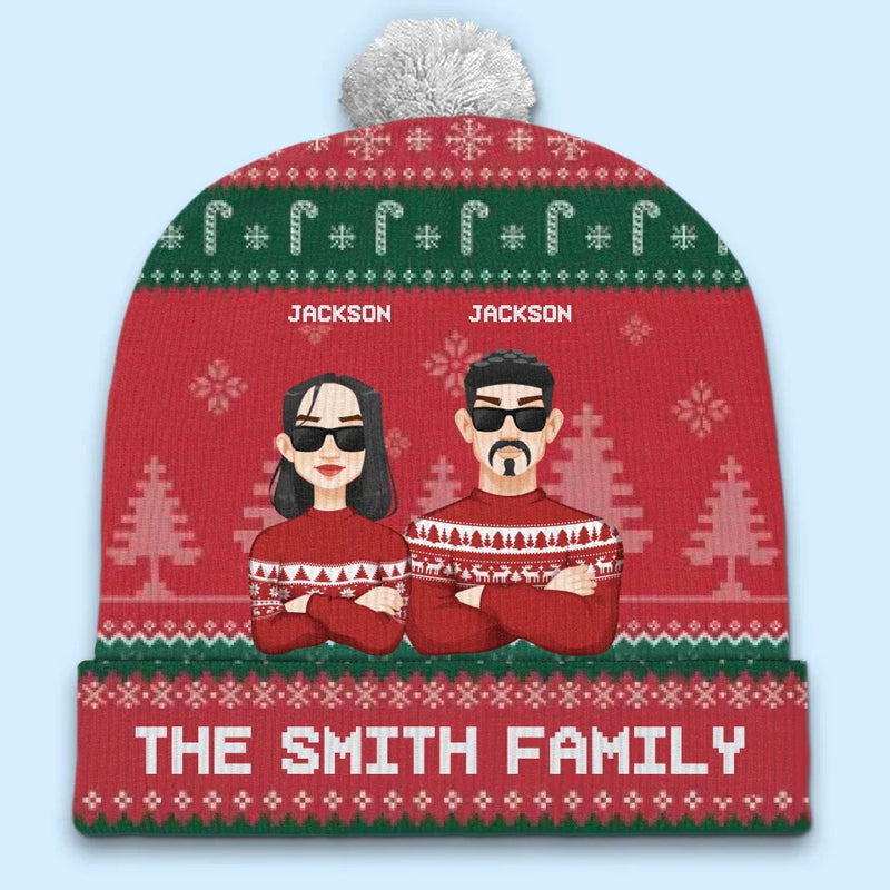 It's The Most Beautiful Time Of The Year - Family Personalized Custom Christmas Beanie Hat - Christmas Gift For Family Members