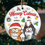 Custom Name Christmas Cat Gifts for Cat Lovers - Personalized Ceramic Ornament