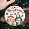 Meowy Catmas - Cat Personalized Custom 3D Inflated Effect Printed Ornament - Ceramic Round Shaped - Christmas Gift For Pet Owners, Pet Lovers