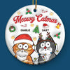 Meowy Catmas - Cat Personalized Custom 3D Inflated Effect Printed Ornament - Ceramic Round Shaped - Christmas Gift For Pet Owners, Pet Lovers