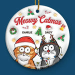 Custom Name Christmas Cat Gifts for Cat Lovers - Personalized Ceramic Ornament