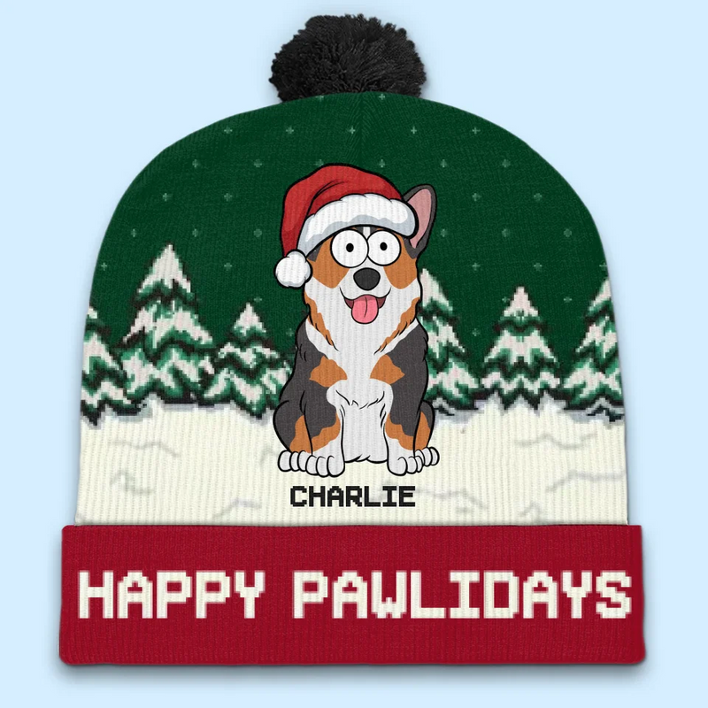 Santa Paws Is Coming To Town - Dog & Cat Personalized Custom Christmas Beanie Hat - Christmas Gift For Pet Owners, Pet Lovers