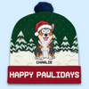 Santa Paws Is Coming To Town - Dog & Cat Personalized Custom Christmas Beanie Hat - Christmas Gift For Pet Owners, Pet Lovers