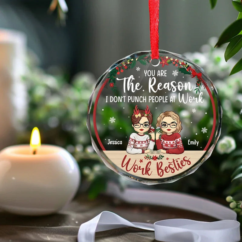You Are My Work Bestie - Coworker Personalized Custom Circle Glass Ornament - Christmas Gift For Coworkers, Work Friends, Colleagues