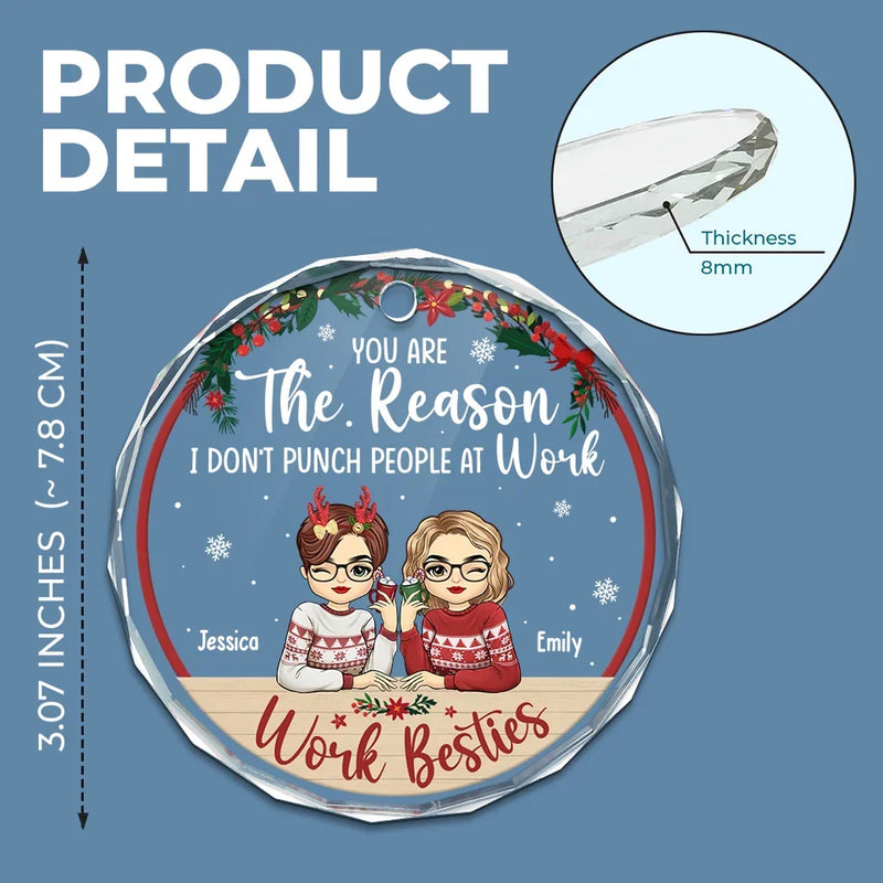You Are My Work Bestie - Coworker Personalized Custom Circle Glass Ornament - Christmas Gift For Coworkers, Work Friends, Colleagues
