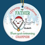 Custom Name Christmas Swimming Gifts for Dad - Personalized Ceramic Ornament