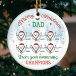 Custom Name Christmas Swimming Gifts for Dad - Personalized Ceramic Ornament