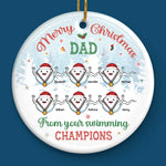 Custom Name Christmas Swimming Gifts for Dad - Personalized Ceramic Ornament